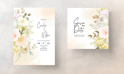 warm autumn fall floral wedding invitation card template