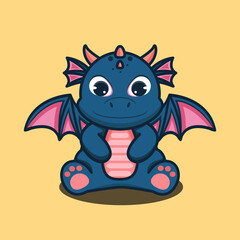 vector illustration of cute baby dragon,  good for t-shirt, greeting card, invitation card or mascot