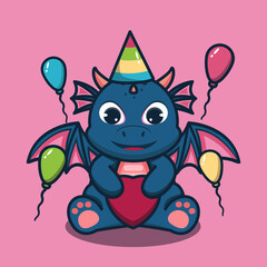 vector illustration of cute baby dragon,  good for t-shirt, greeting card, invitation card or mascot