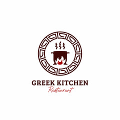 Greek kitchen restaurant logo icon