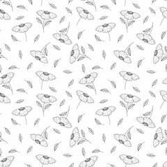 Rustic flower and leaf seamless pattern background