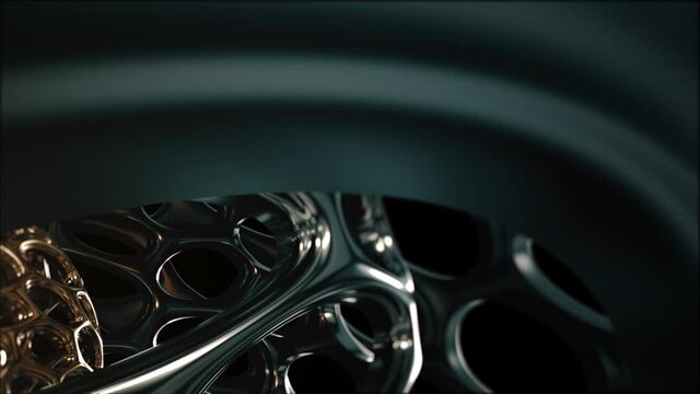 Concentric metal grid spheres. Metal spheres one inside another spinning. Abstract concept background. Alpha channel.
