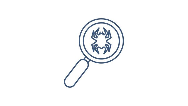 Search virus computer in flat style. Protection symbol. Internet technology. Data protection. Motion graphics.