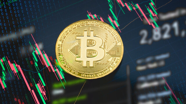 bitcoin  on business chart for  cryptography or business concept.