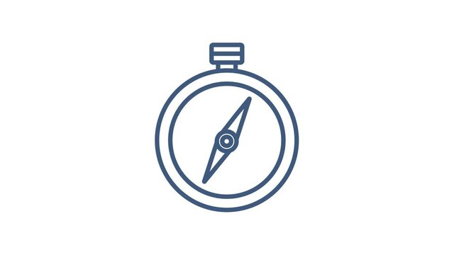Compass icon. Flat navigation symbol. Motion graphics.