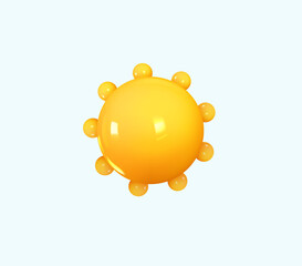 Sun yellow Weather icon. Realistic 3d symbol design. Vector illustration