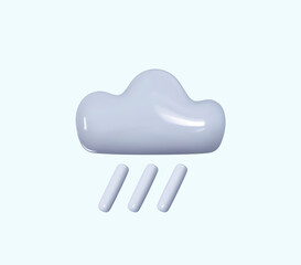 Weather icon Cloud with rain. Realistic 3d symbol design. Vector illustration