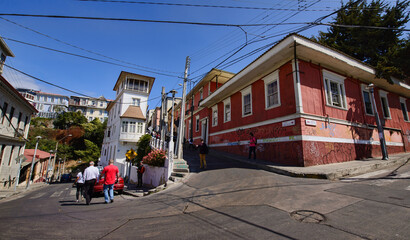 Colorful architecture in UNESCO World Heritage Valparaiso, Chile