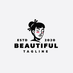 geisha women modern logo design