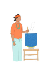 Man stirring pot of stew