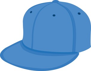 Vector emoticon illustration of a classic blue baseball cap with a visor