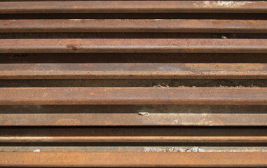 Steel railway track stacked parallel