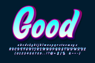 Modern graffiti font effect. Creative digital font alphabet for music, sport, and youth culture 