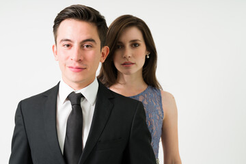 Good-looking couple at an elegant date