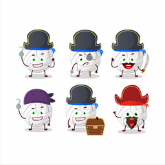 Fototapeta premium Cartoon character of white volleyball with various pirates emoticons