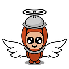 cute doodle pepper grinder angel wings mascot costume cartoon character