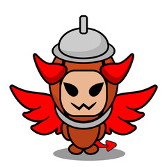 doodle pepper grinder devil mascot costume character cartoon vector with cute expression