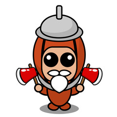 vector cartoon character mascot costume pepper grinder bearded doodle holding two axes