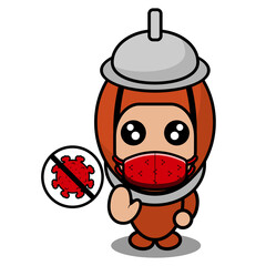 vector cartoon character mascot costume pepper grinder doodle wearing a mask