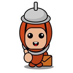 vector cartoon cute doodle pepper grinder mascot costume character holding envelope with thumbs up