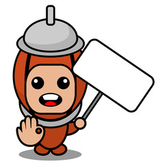 vector cartoon cute doodle pepper grinder mascot costume character holding white board