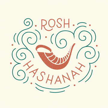 Jewish traditional new year Rosh Hashanah vector typography illustration for greeting card, magazine, invitation, banner, poster. Rosh hashanah graphic design element, handwritten lettering. EPS 10.
