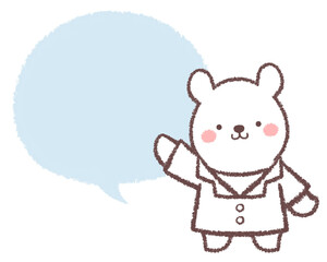 案内する子供シロクマのお医者さんとフキダシ