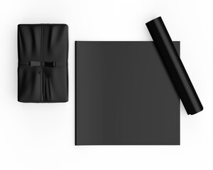 Blank gift wrapping paper template, 3d render illustration.