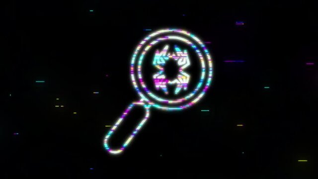 Search virus computer in flat style. Protection symbol. Internet technology. Data protection. Motion graphics.
