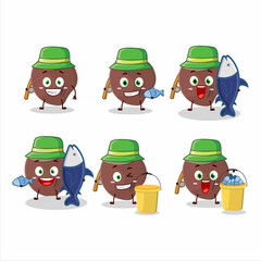 A fisherman acorn cartoon picture catch a big fish