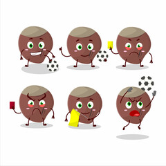 Acorn cartoon character working as a Football referee