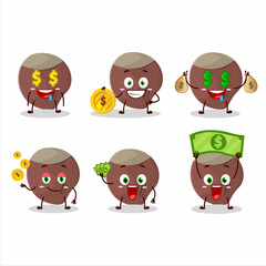Acorn cartoon character with cute emoticon bring money