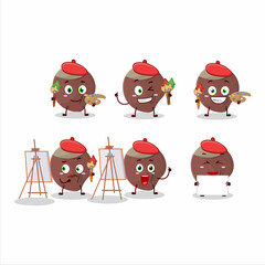 Artistic Artist of acorn cartoon character painting with a brush © kongvector