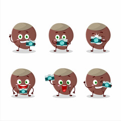Photographer profession emoticon with acorn cartoon character