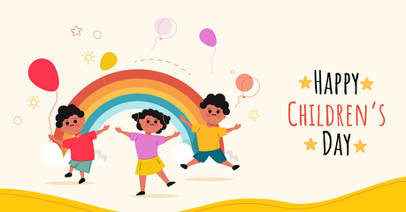 Obraz na płótnie Canvas Kids party illustration, happy children's day design