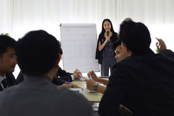 Happiness Asia business meeting and discusss in the office.