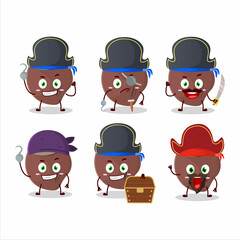 Cartoon character of acorn with various pirates emoticons