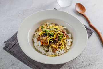 Korean style pork over rice, 'Jeyuk Deopbap'