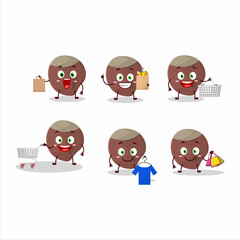 A Rich acorn mascot design style going shopping