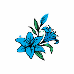 Blue Flowers vector Use for t-shirt design or another if u need.