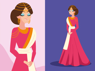 Plakat elegant arab bride in red dress