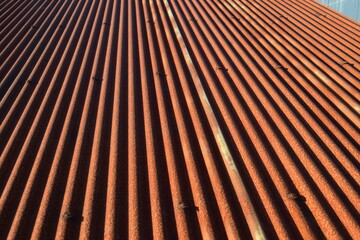 赤く錆びた波トタン