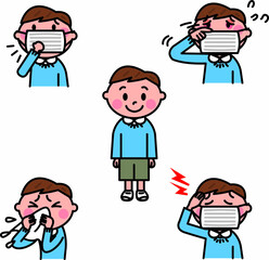 花粉症の男の子症状いろいろ素材セット