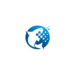 whale logo vector icon illustration template logo design