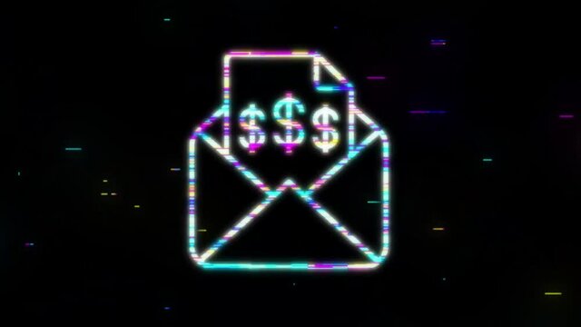 Invoice icon , email message received with bill document, flat style open envelope with invoice paper blank. Motion graphics.