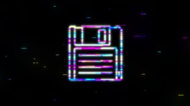 Magnetic floppy disc. Flat icon. Motion graphics.