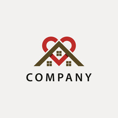 Love Home Logo design vector illustration