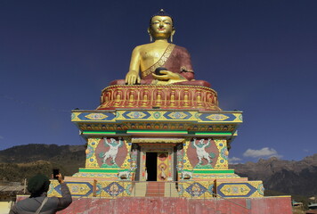 famous giant buddha statue of tawang, arunachal pradesh in north east india