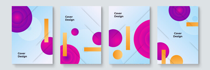 Modern abstract covers set. Cool gradient shapes composition. Modern abstract covers set, minimal covers design. Colorful geometric background, vector illustration.