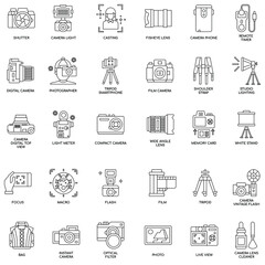 Outline Camera and Accessories Perfect collection Icons